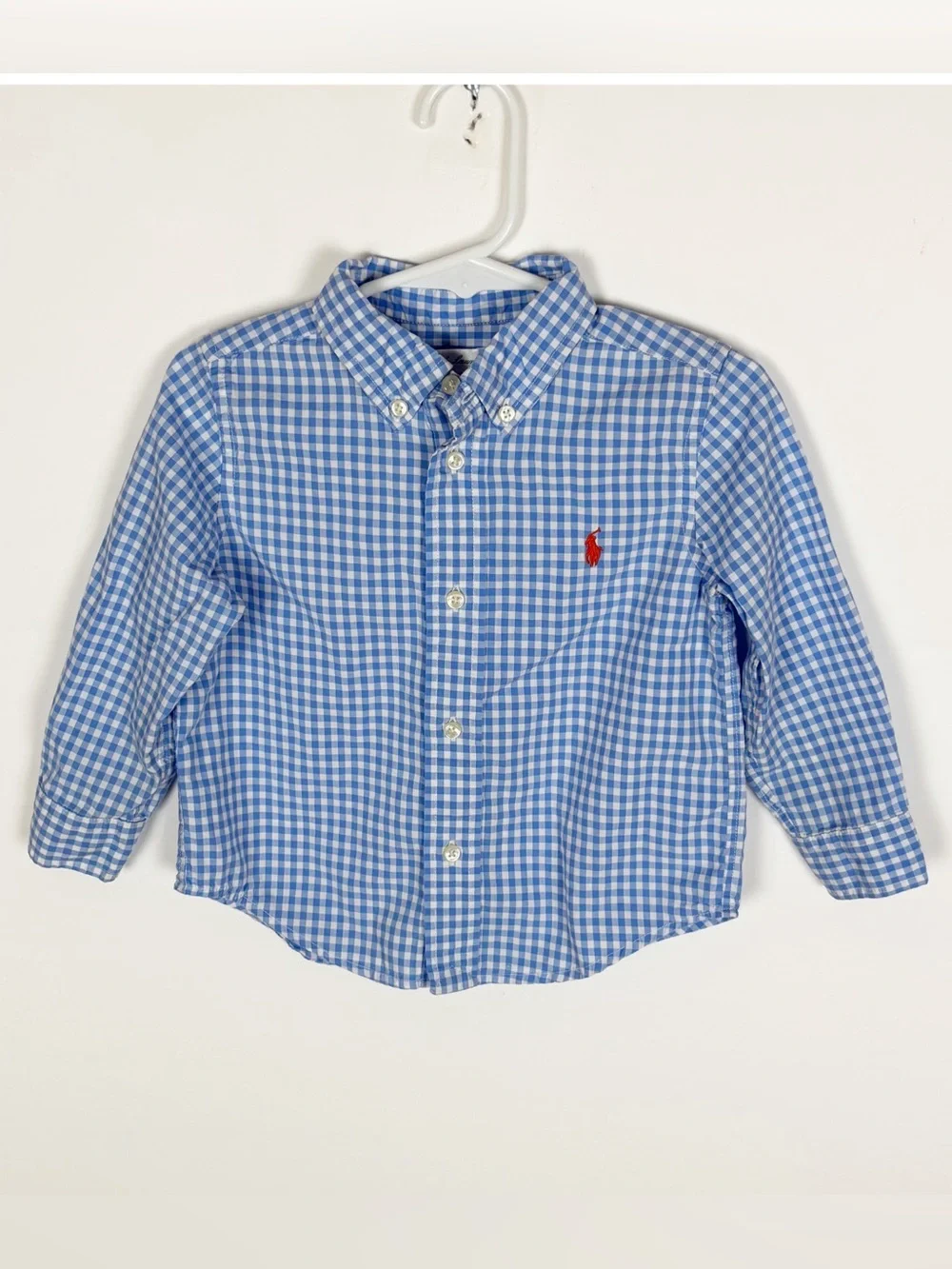 Ralph Lauren Button Down Shirt Toddler Size 24 Month Blue White Check Preppy